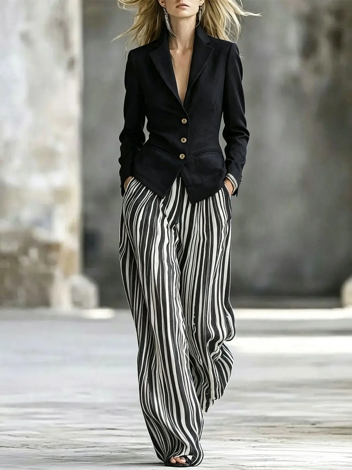 Commuting Style Long Pants Set Elegant Autumn Winter Versatile Single Breasted Long Sleeved Suit Jacket Long Pants Two-piece Set 10