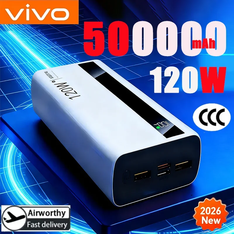 

ViVO 500000 мАч 120 Вт Power Bank Портативный сверхбольшой емкости с быстрой зарядкой Внешний аккумулятор Power Bank для Iphone Huawei Samsung