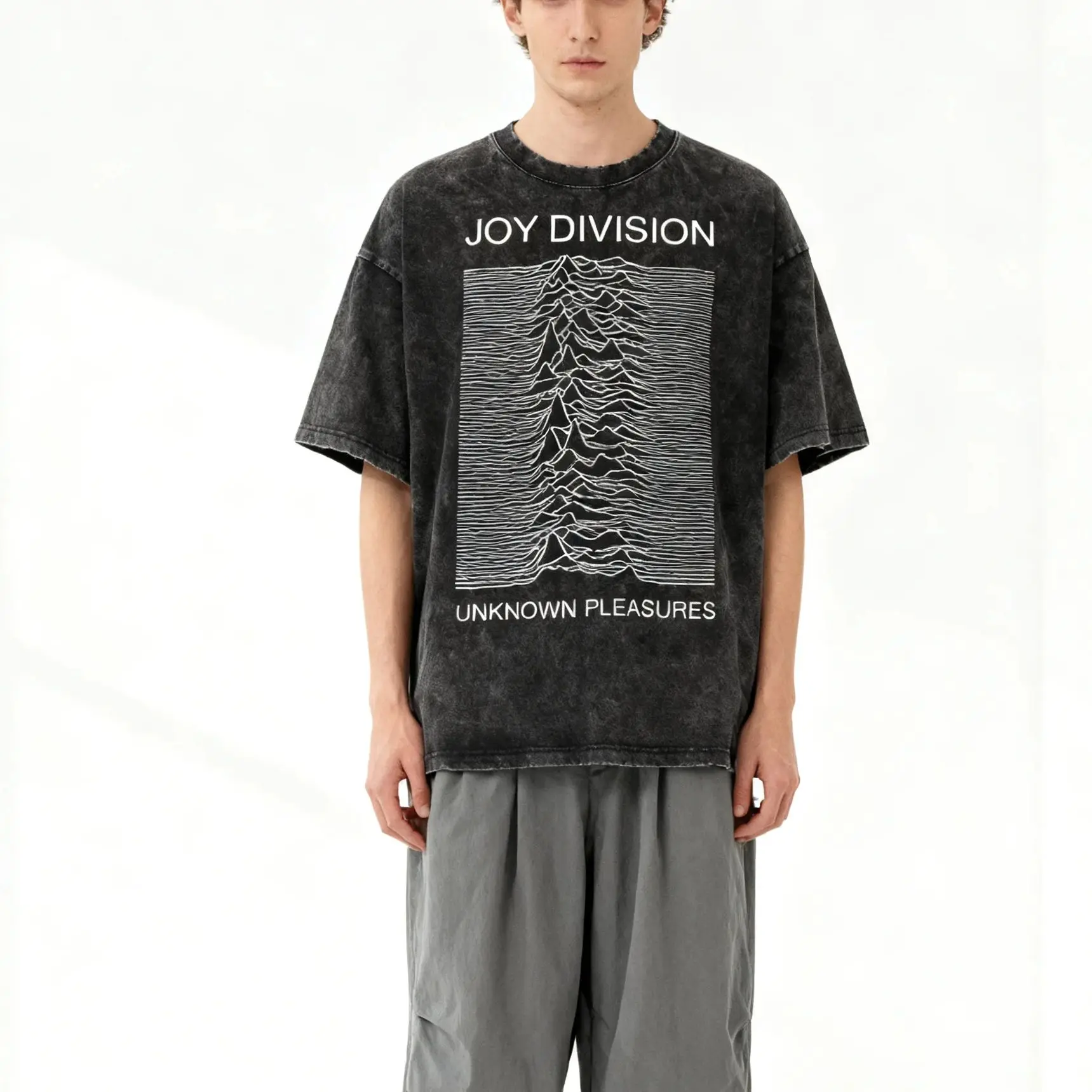 

Мужская потертая повседневная футболка Joy Division Unknown Pleasures с волнистым рисунком, удобная повседневная уличная мужская футболка в стиле ретро в стиле панк, топ