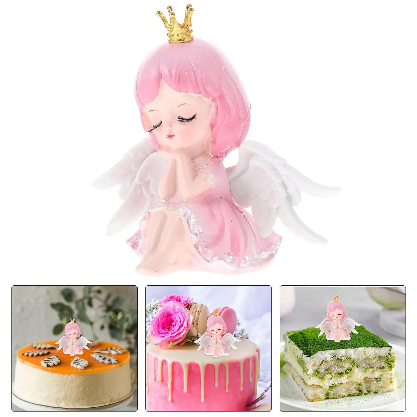 

Mini Resin Angel Girl Cake Topper Baby Girl Statue Birthday Cake Decoration Fairy Theme Party Decor Cupcake
