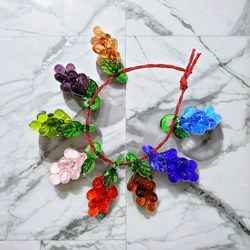 2pcs Cute Mini Grape Glass Charms Delicate Berry Pendant Colorful Fruit Ornaments for DIY Craft Supplies or Holiday Party Gifts