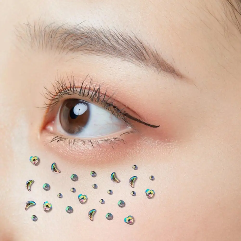 Self-adhesive Facial Rhinestones Shimmering Rhinestone Eye Sticker Long-lasting Eco-friendly Party Tattoo for Festive Events