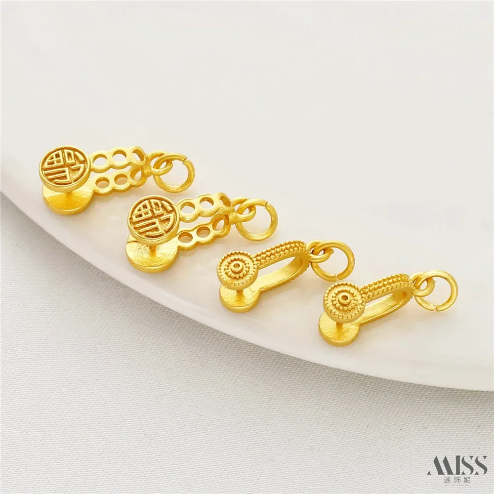 

18K Gold Matte Gold Round Lucky Character Clip, Safety Buckle, Melon Seed Buckle, Claw Buckle, DIY Necklace Accessory