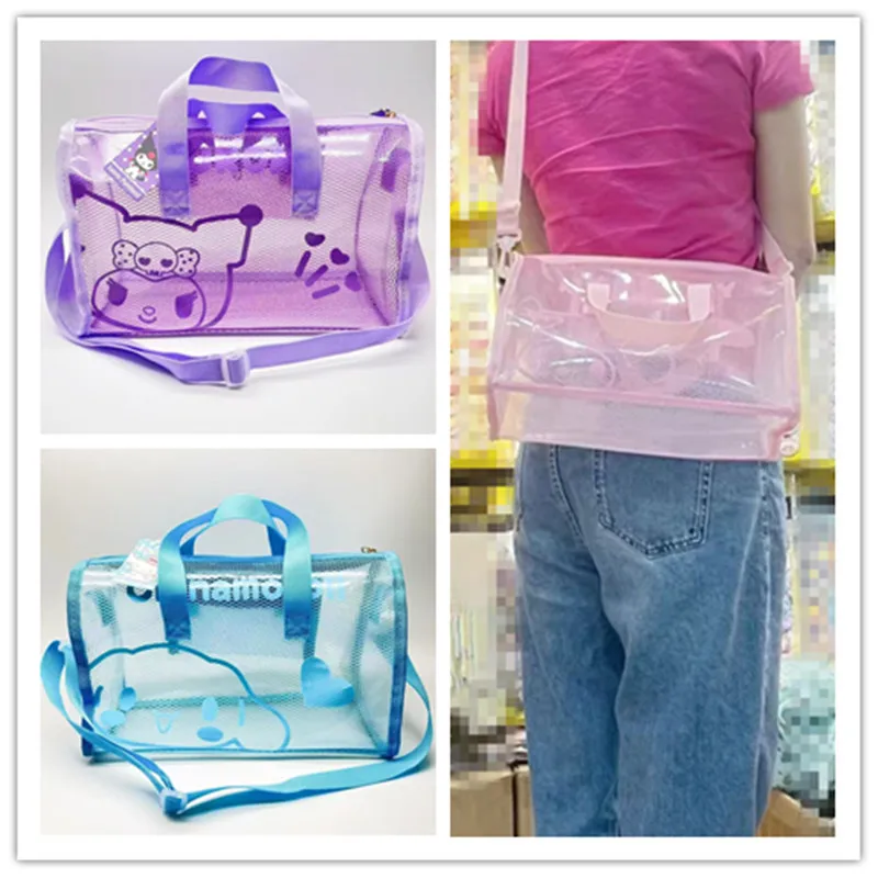 

Водонепроницаемая сумка через плечо Sanrio из ПВХ, портативная прозрачная сумка для хранения, дорожная сумка Melody для девочек, пляжные чехлы Hello Kitty для женщин