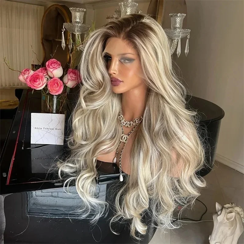 موضة الكرمل شقراء الباروكات الطبيعية موجة فضفاضة النساء الباروكات الاصطناعية طويلة الدانتيل الباروكة الأمامية 13x4 HD تأثيري حفلة قبل قطعها شعر مستعار
