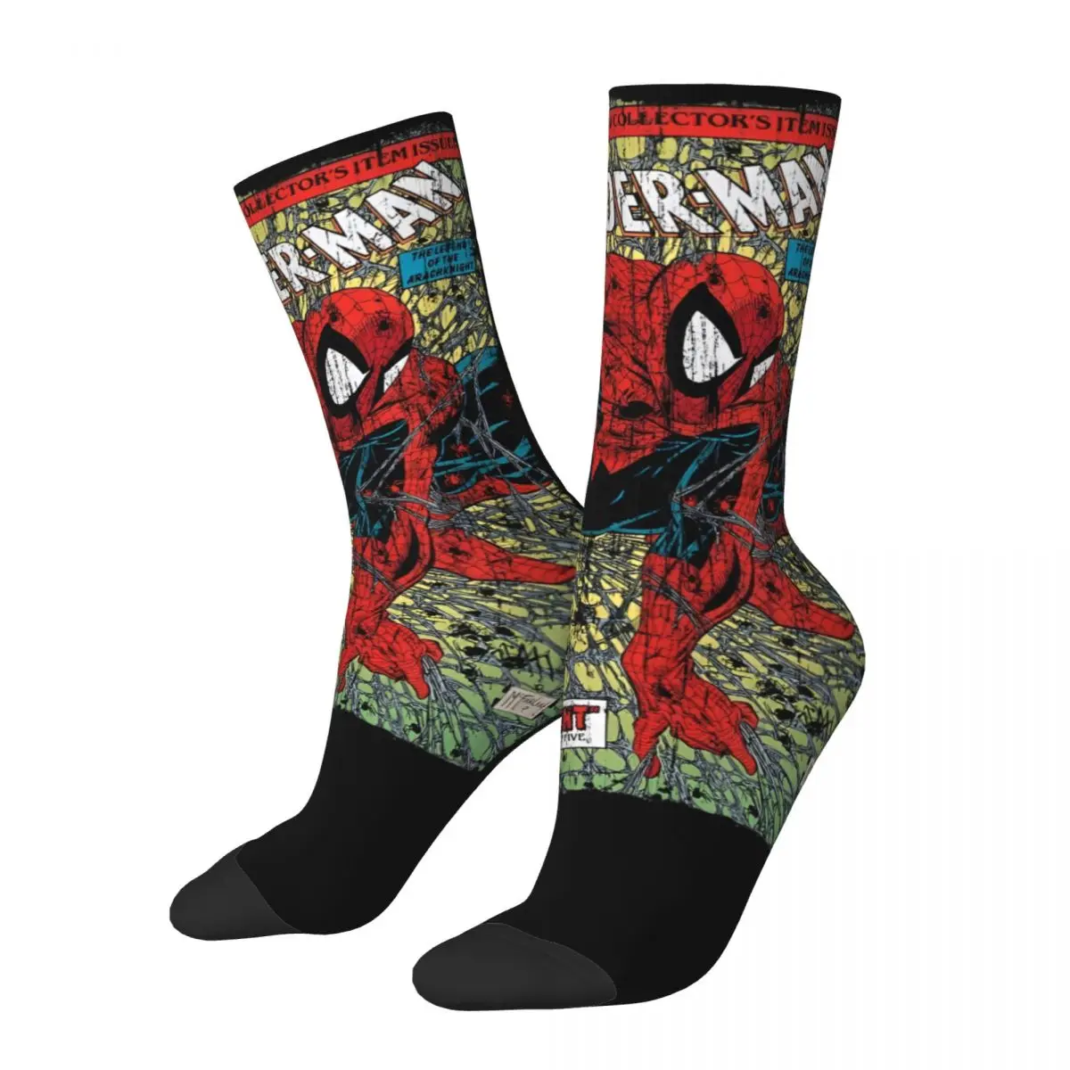 Men Women Kawaii Socks Comics Retro Spider-Man Hero Accessories Warm Spiderman Dress Socks Suit For All Season