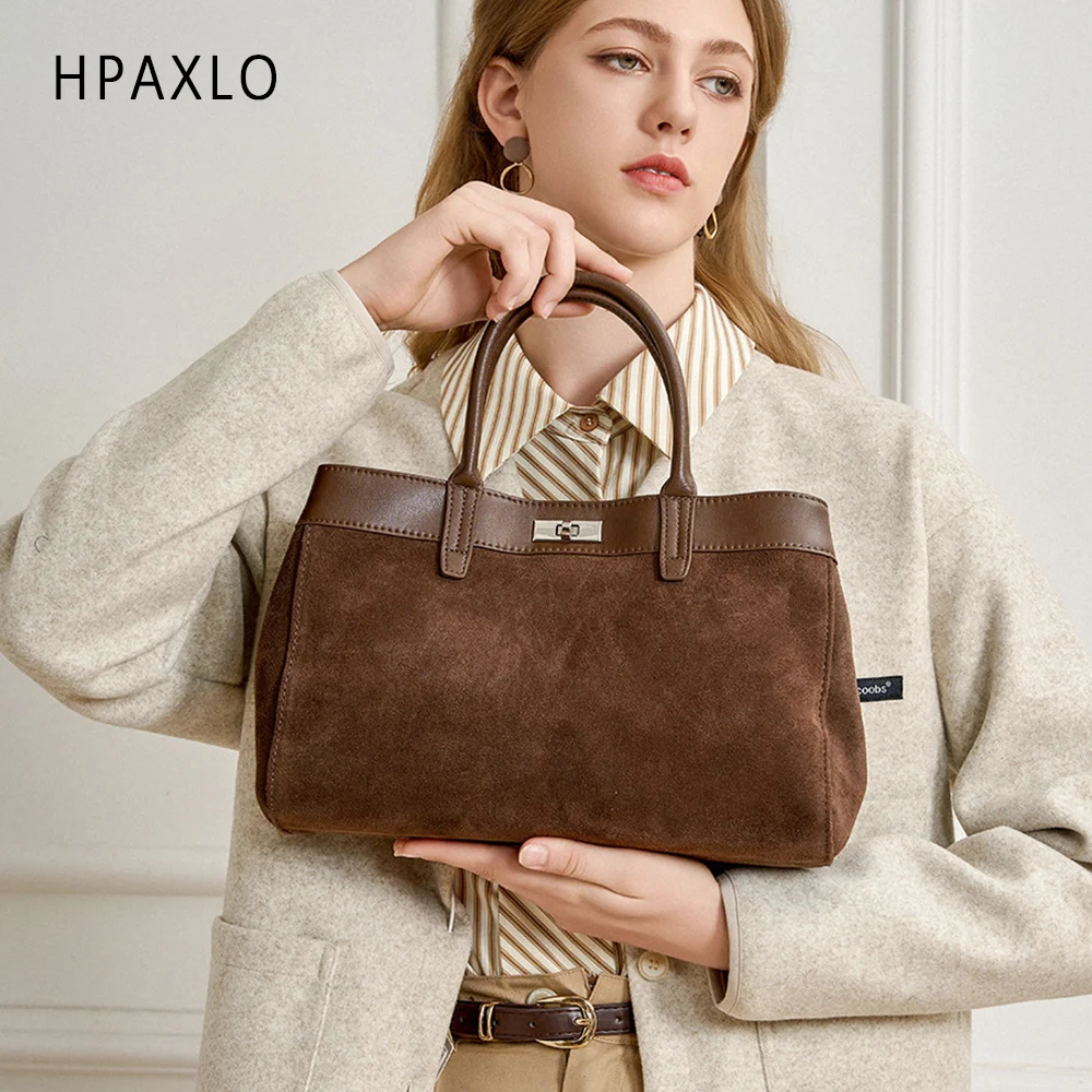 فريدة من نوعها حقيبة كتف من جلد الغزال عادية المرأة محفظة كروسبودي جلد طبيعي سعة كبيرة أنيق حمل حقيبة نسائية عالية الجودة Luxu #3