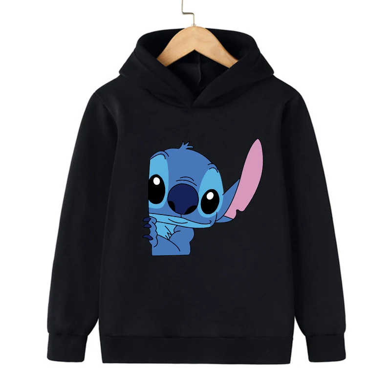 90s  Disney Stitch Hoodie Children Cartoon Kid Girl Boy Lilo and Stitch Sweatshirt Hoody Baby Casual Top Clothes