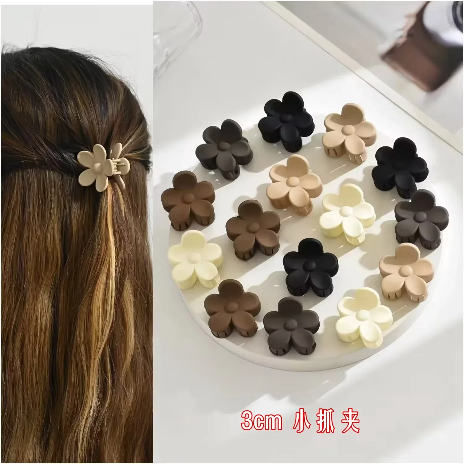 

6Pcs New Fashion Flower Hair Claws For Women Small Hair Clips Crab Clamps Frosted Ponytail Shark Clip Headdress Hair Accessories