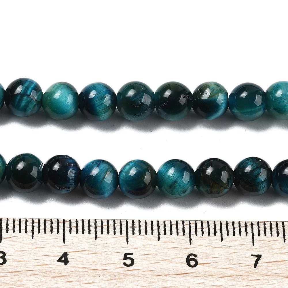 62pcs/strand Natural Blue Tiger Eye Round Beads Strands Semi‑Precious Gemstone Loose Spacer Beads for DIY Bracelets Necklaces