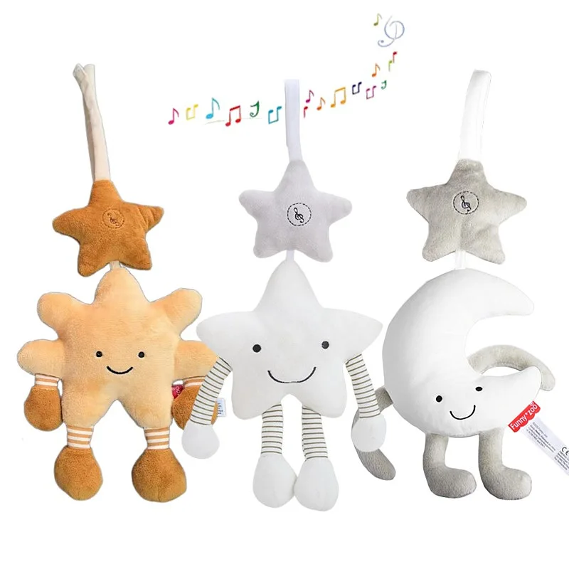 白い五芒星の音楽風鈴ペンダントベビーカー吊り下げベッド吊り下げ0-1歳の赤ちゃんぬいぐるみ