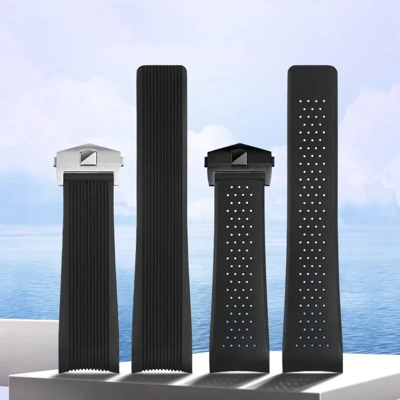 Pulseira de borracha natural para tag heuer grand carrera pulseira esportiva à prova dwaterproof água pulseira de relógio de silicone macio 22mm 24mm