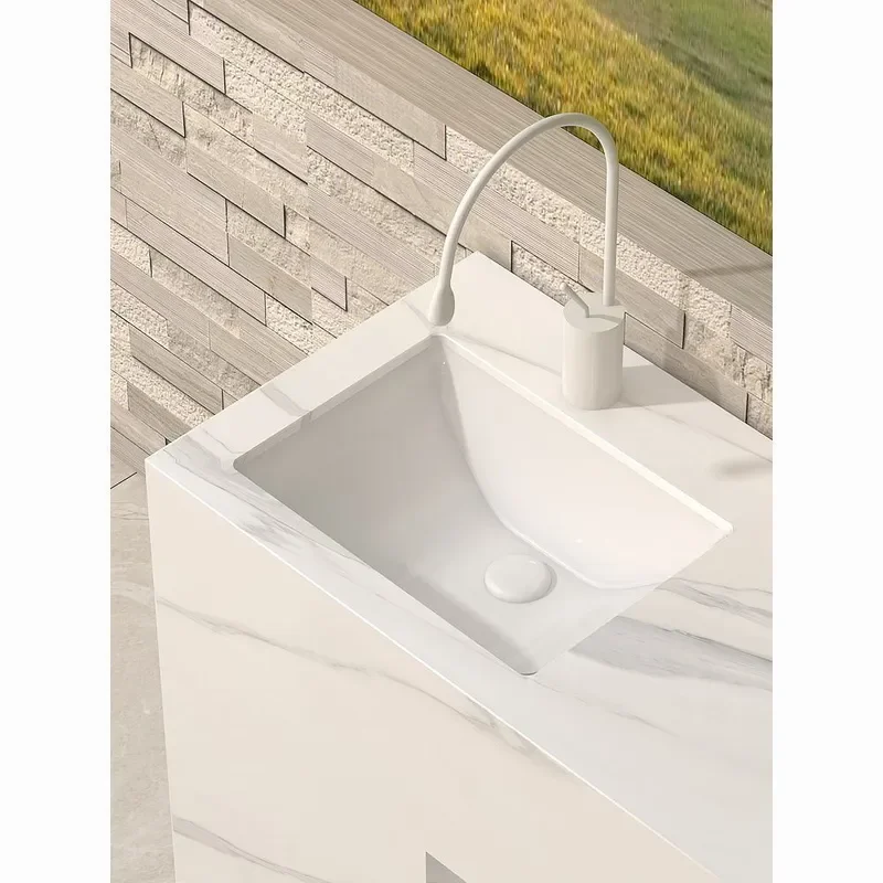 Slate Column Integrated Floor to Ceiling Washbasin Balcony Outdoor Courtyard Sink