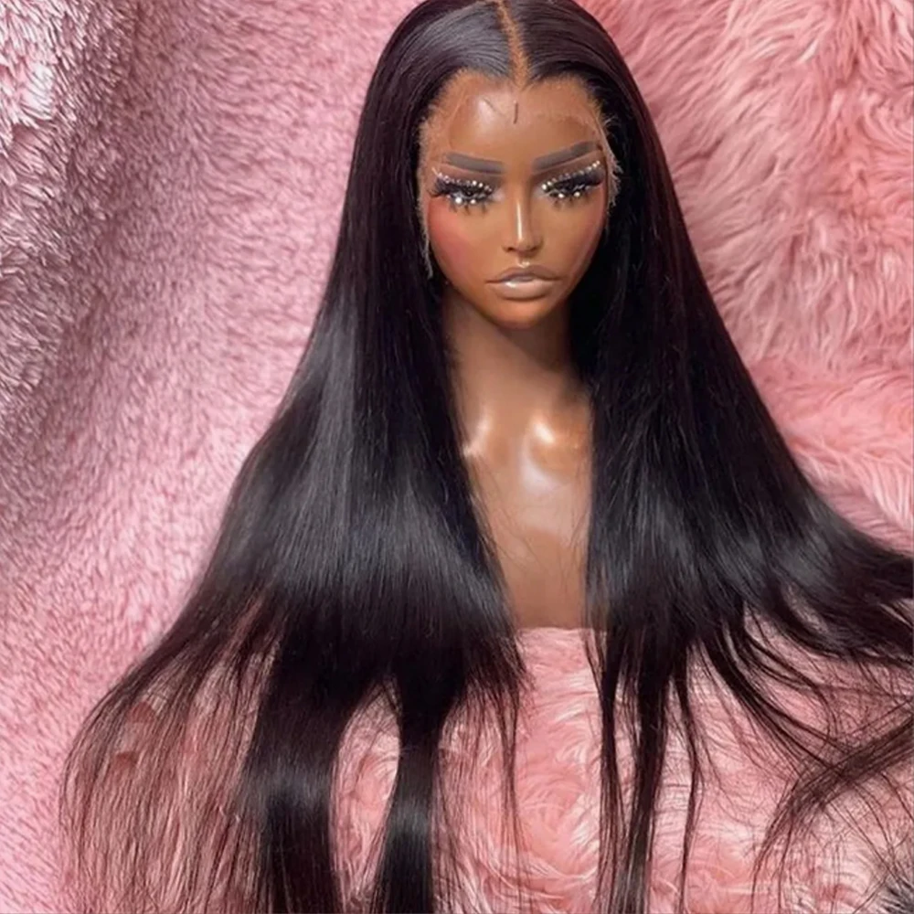 13x6 Lace Front Perücken aus Echthaar, 200% Dichte, Glatte HD Lace Front Perücken, Vorgezupfte Glattes Echthaar-Perücke ohne Kleber für Frauen