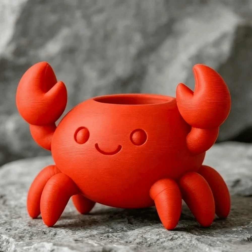 Crab Ornaments 3D Printed Crab Pen Holder Plastic Multi-functional Pencil Holder Handmade Makeup Brush Holder Office Decorations