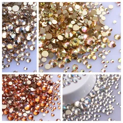 1440Pcs Mix Sizes Glass Flatback Round Rhinestones Multi Color Non Hotfix Crystal For Nail Art Garment Crafts DIY Decoration