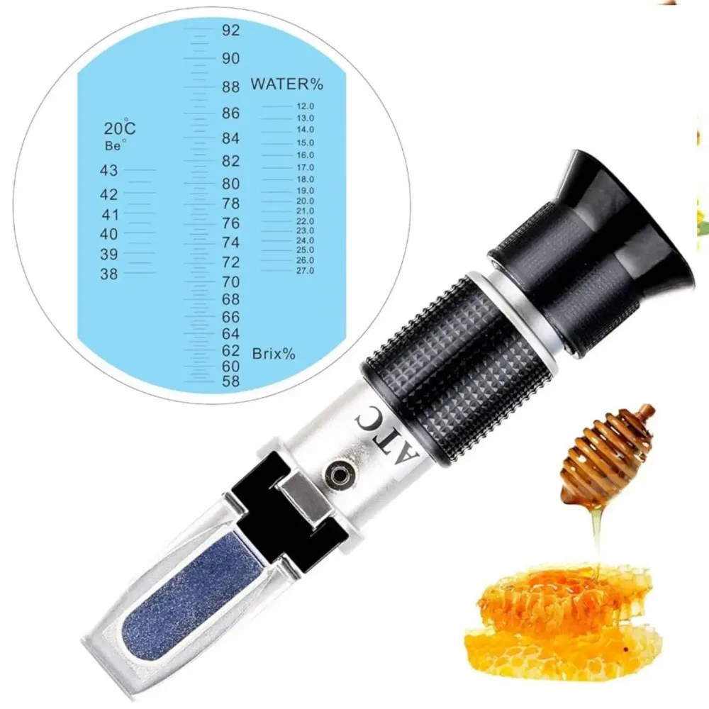 3-in-1 Handheld Honey Refractometer Measures Honey Moisture, Brix, and Baume, 58-90% Brix Scale Range Beekeeping Tool
