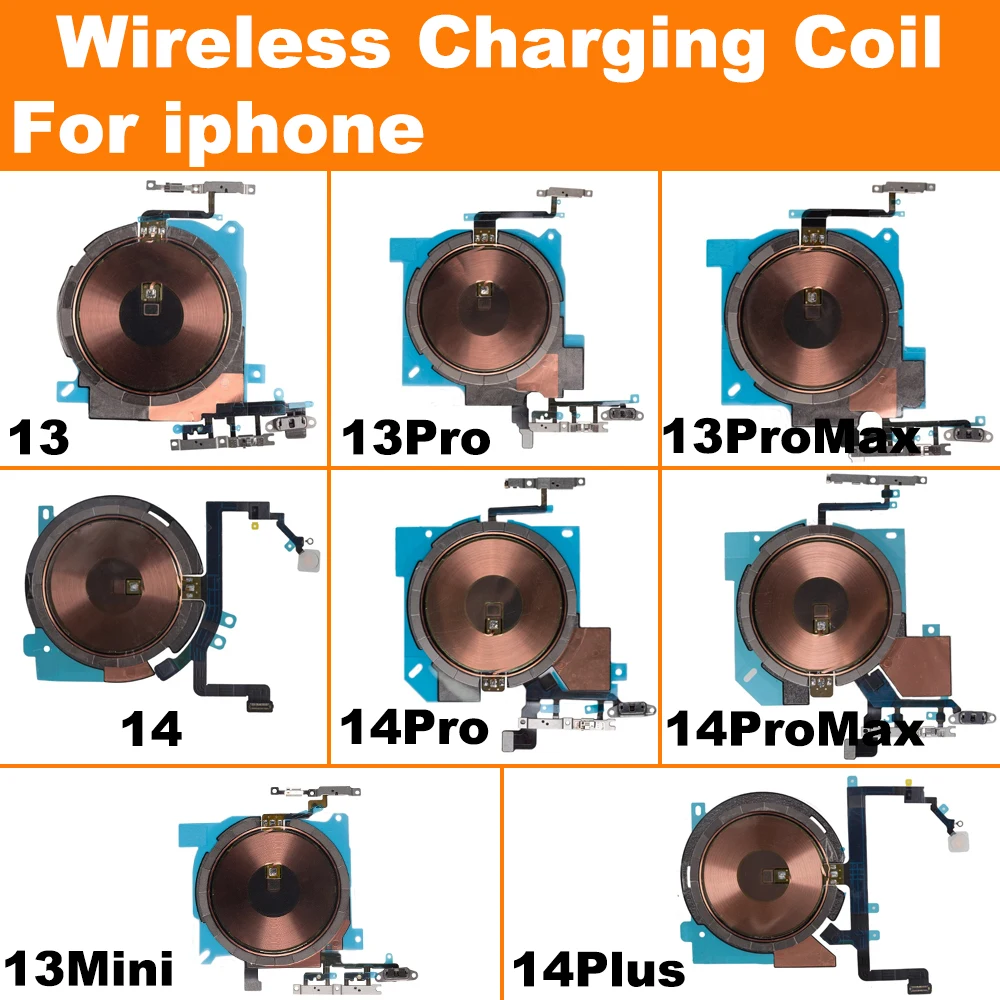 Wireless Charging Chip Coil NFC For iPhone 14 13 12 11 Pro Max Mini With Magnet Power Volume Button Flex Charger Panel Sticker