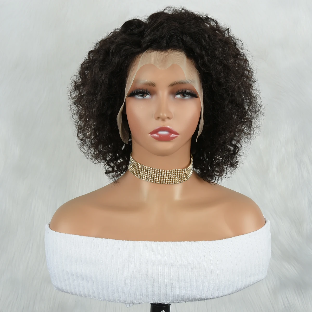 Water Wave Lace Frontal Wigs For Women 13x4 Glueless Short Curly Wig Pixie Cut Human Hair Wigs 250 Density Ready to Wear