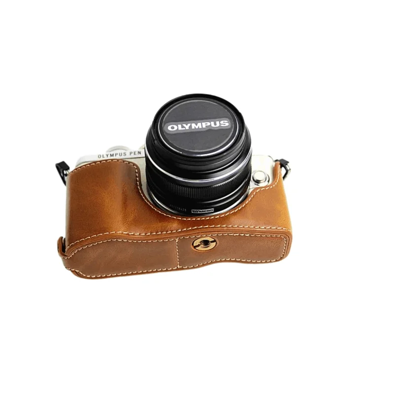 Bolsa de cámara de carga directa, Media Funda de cuero PU para Olympus E-PL7, EPL7, EPL8, E-PL8, EPL9, accesorios