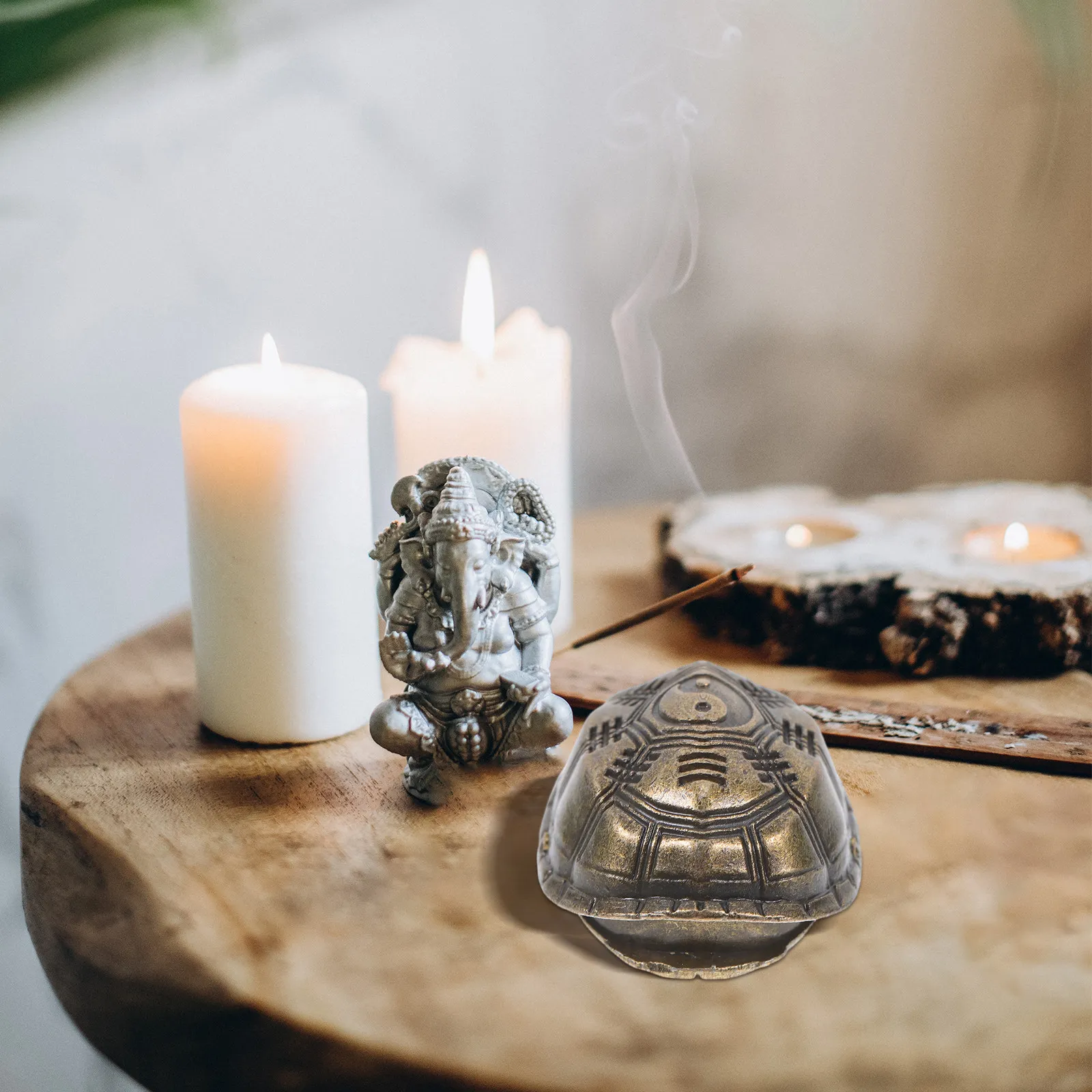Mini Turtle Shell Divination Prop Fengshui Brass Ornament Good Luck Desktop Decor I Ching Taoist Symbol Wealth