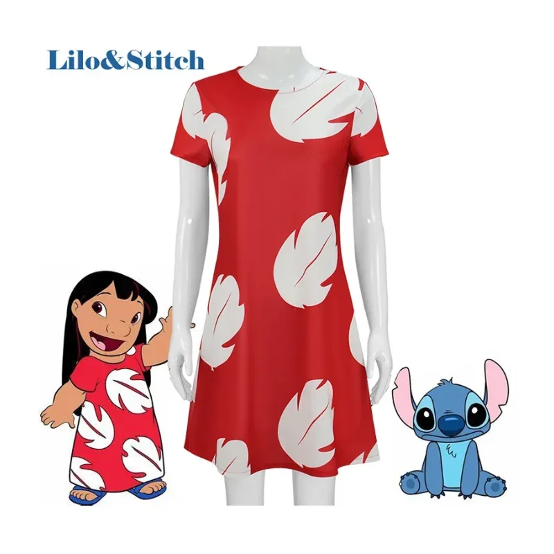

Women's Lilo Cosplay Costume Pelekai Red Dress with Brooch Halloween Carnival Party Role Play Outfit for All Ages