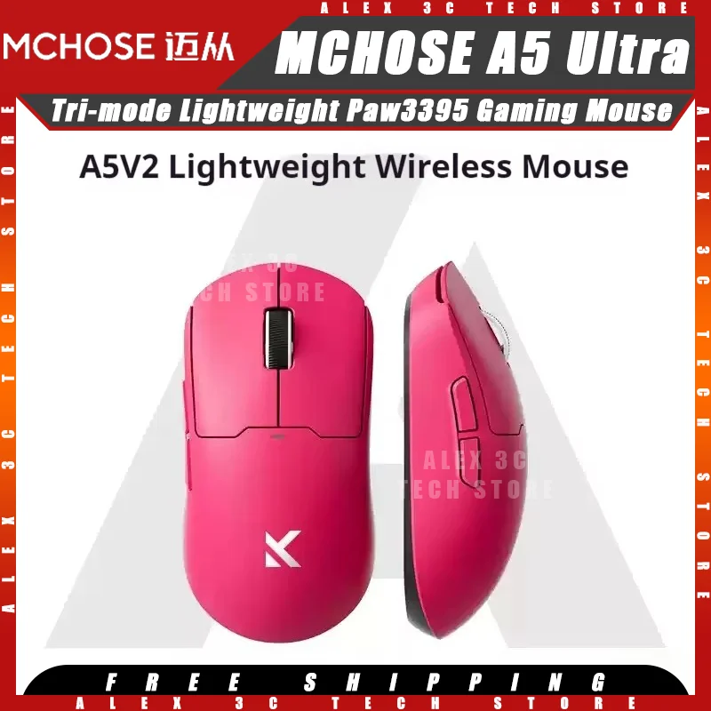 

MCHOSE A5 V2 Ультра игровая мышь с тремя режимами Paw3395 Датчик Легкая эргономика Скорость заката 4k Беспроводная мышь для киберспорта с низкой задержкой