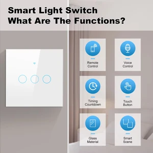Smart Switch EU WiFi Smartlife Kabel Netral/Tanpa Kabel Netral Sakelar Lampu Sentuh 220V Bekerja dengan Alexa Google Home 1/2/3/4 Gang 10 sakelar wifi geng 5 penjualan terbaik - №
