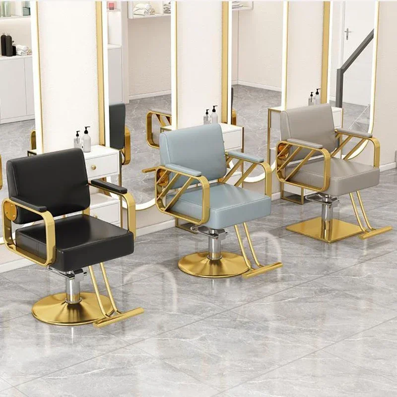 كرسي حلاق حديث فاخر للرجال كرسي كلاسيكي دوار احترافي للتجميل مريح أثاث صالون Sillas Para Barberia