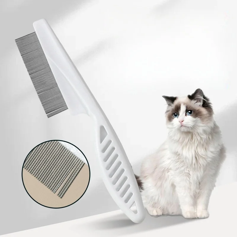 Pet dense toothed steel needle flea comb, dog and cat cleaning tool