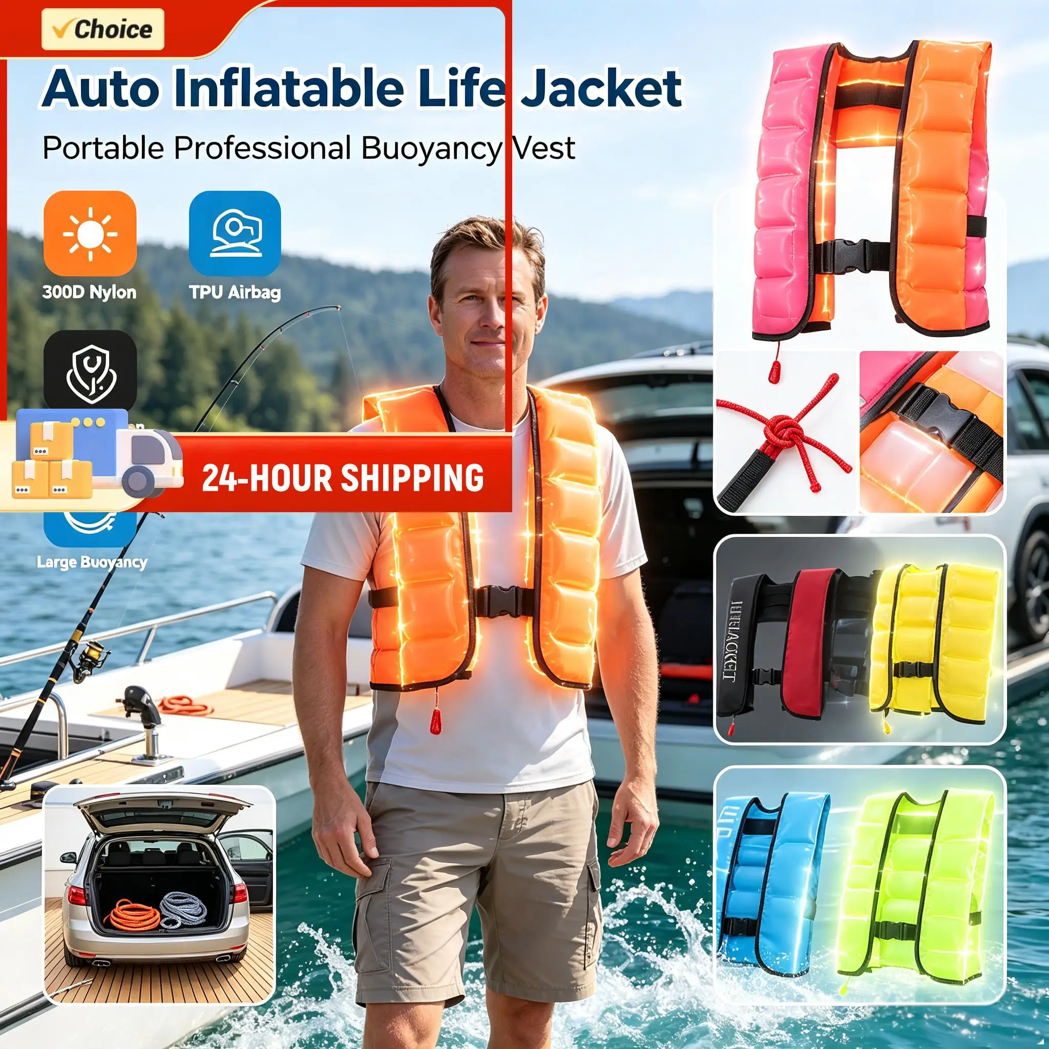 Automatic Inflatable Life Jacket Life Vest Adult Buoyancy 150N PFD Kayak Life Jacket Swiming Fishing Rafting Boating Accessories