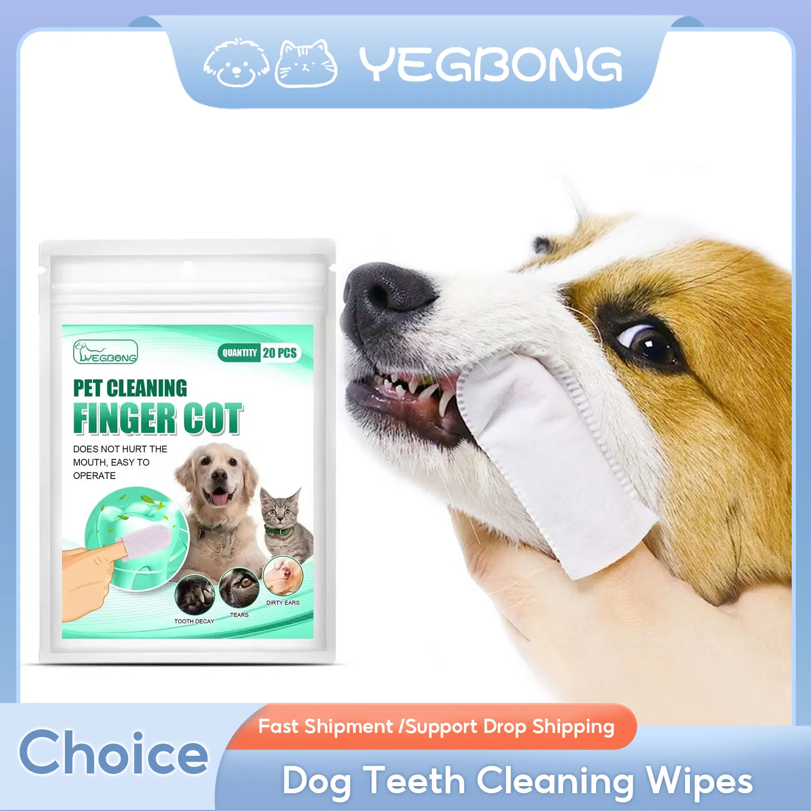 

Dog Teeth Cleaning Wipes Disposable Finger Cot Remove Oral Tartar Cochlear Teeth Cleaning Fresh Breath Pet Dental Finger Wipes