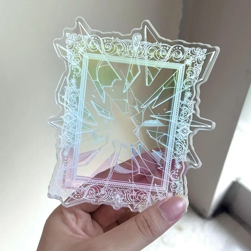 Broken Mirror Idol Card Display Stand Transparent Waterproof Photo Card Holder Dustproof Acrylic Card Protective Case Fans