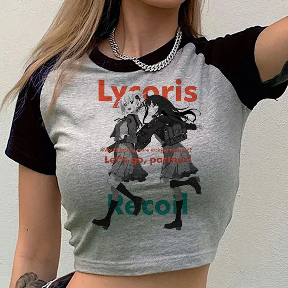 Lycoris Recoil cropped top women jojifuku cheap japan goth gothic t shirt streetwear japanese party meme graphic