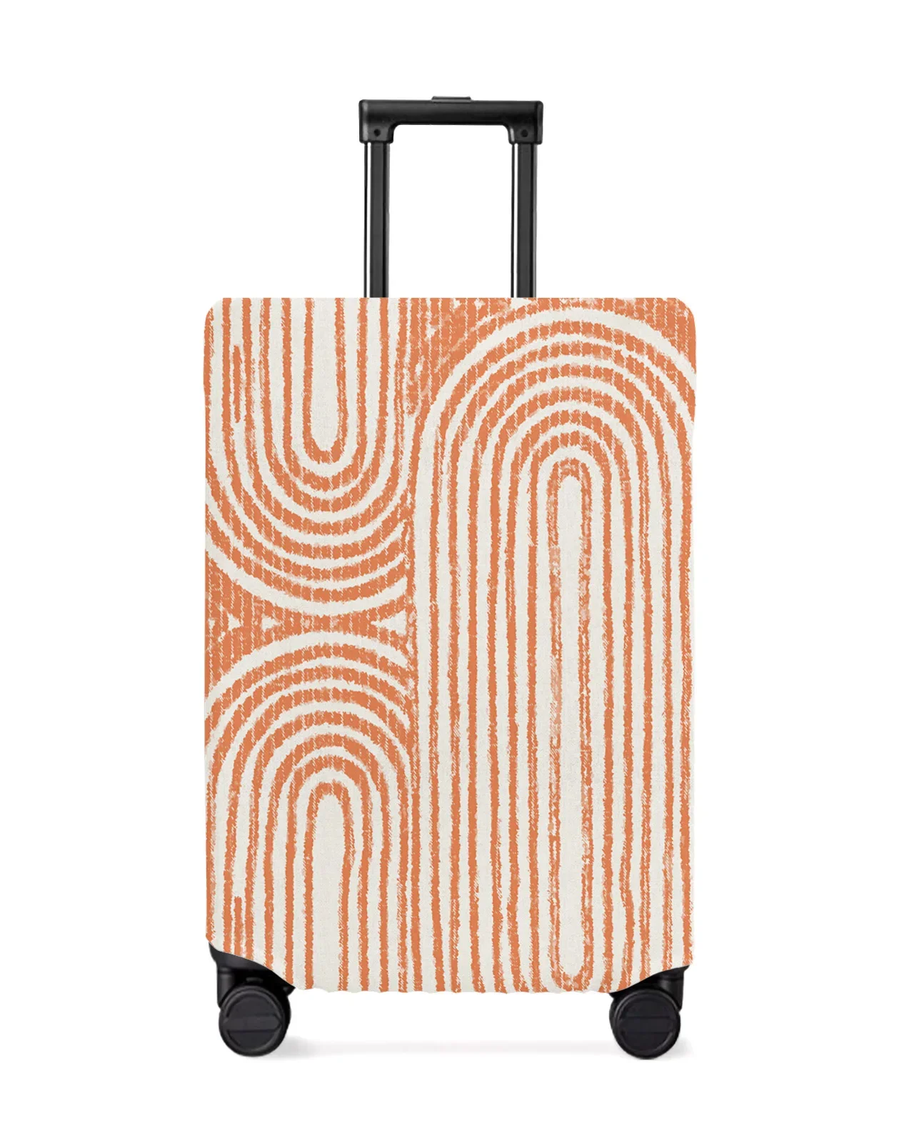 Medieval Abstract Geometric Texture Nordic Orange Luggage Cover Stretch Baggage Dust Cover for 18-32 Inch Travel Suitcase Case