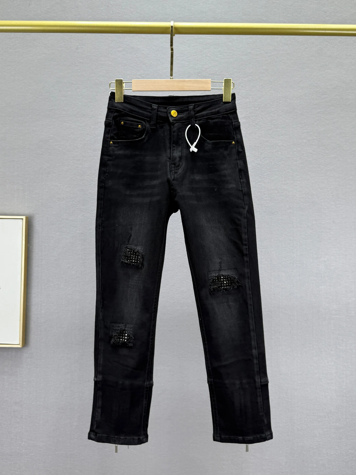 

Женские джинсы с высокой талией, облегающие, в стиле ретро, с эффектом потертости, эластичные, удобные, из хлопковой стрейч-ткани, осенняя новинка