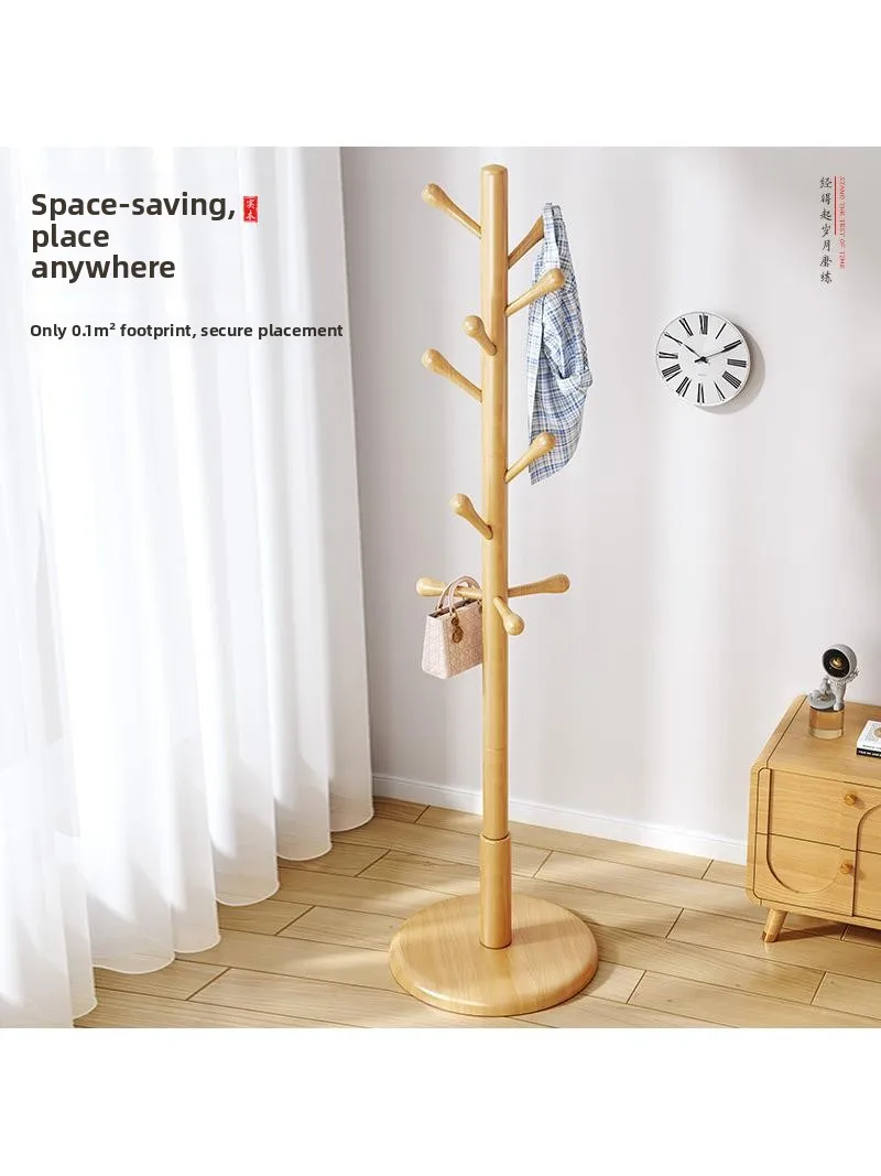  Wood Floor Standing Closet Clothes Hanger for Home Office Indoor Autumn Winter Coat Hook Rack Storage Organizer