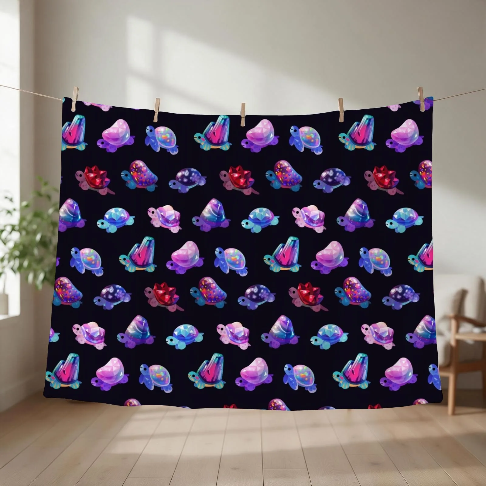 Jewel turtle Throw Blanket couch cozy soft plush fuzzy picnic outdoor blanket