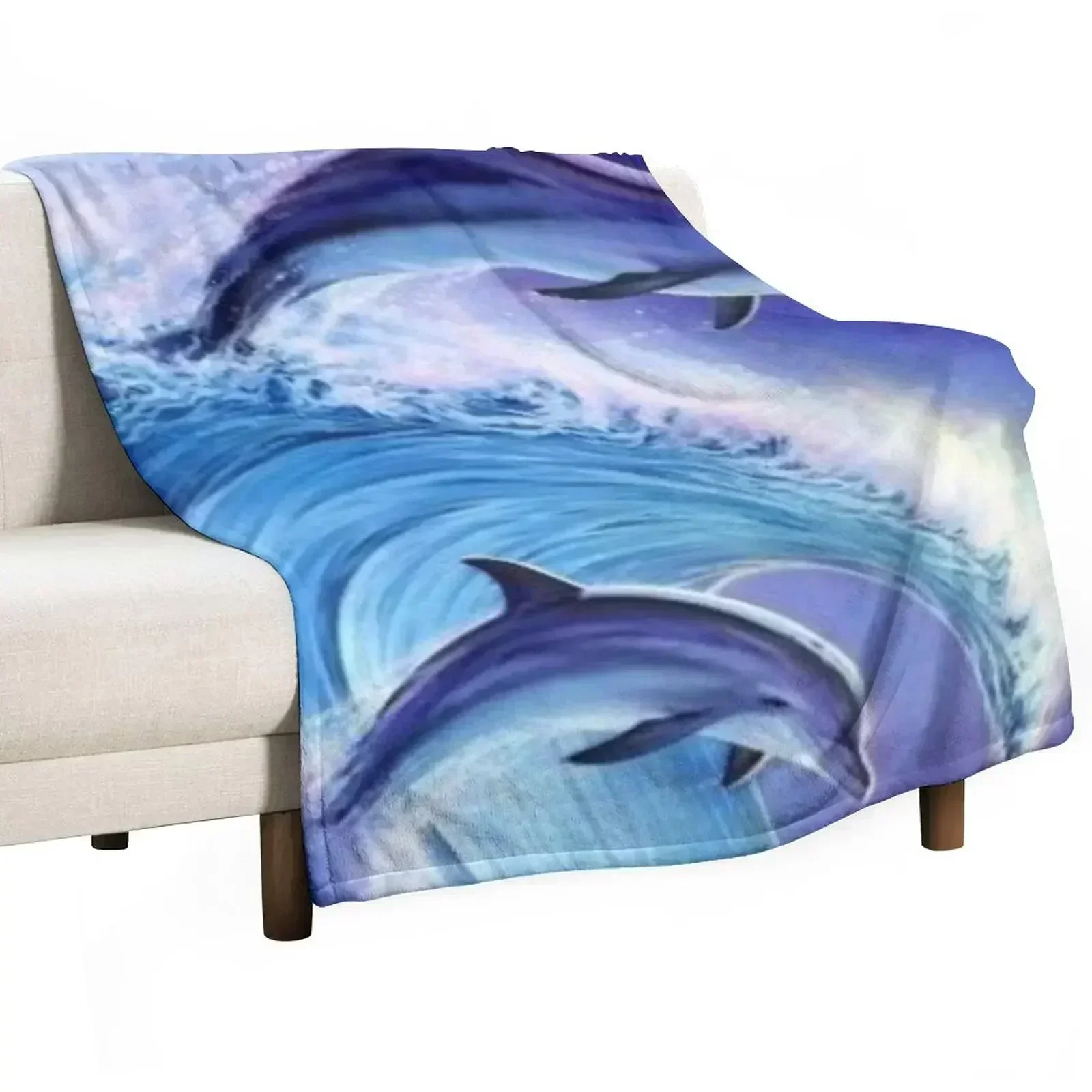 

Tie Dye Dolphin Throw Blanket Modern Design Soft Blanket for Home Decor