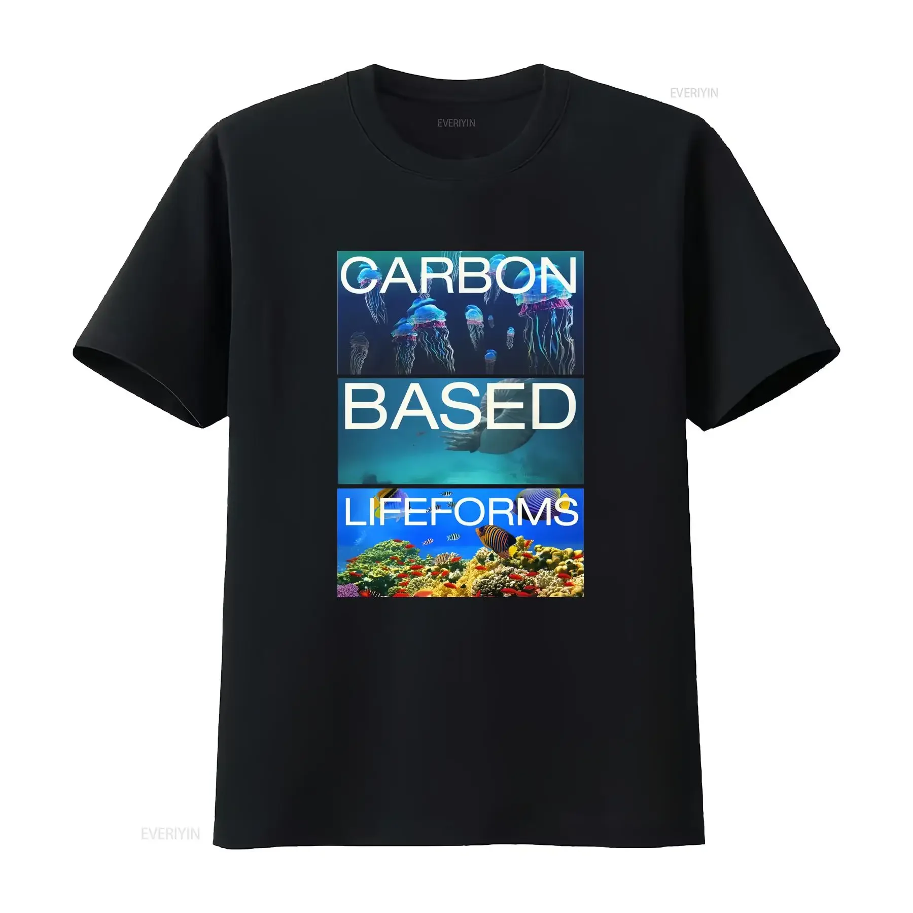 T-shirt motif « Formes de vie à base de carbone » vintage, délavé, légèrement respirant, mode, doux, polyvalent, élégant, décontracté, extensible, graphique