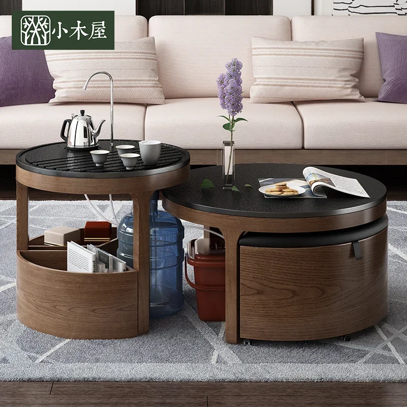 Kung Fu Tea Table Automatic Water Feeding Bay Window Balcony Small Tea Table Solid Wood Multifunctional Furniture