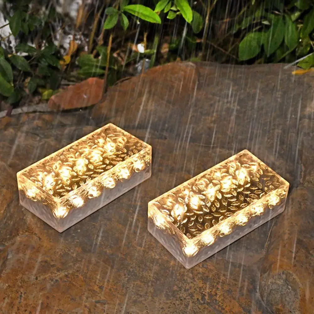 Solar Powered Solar Brick Light LED Waterproof Outdoor Solar Lights Rectangular Ground Mounted Paver Landscape Lights