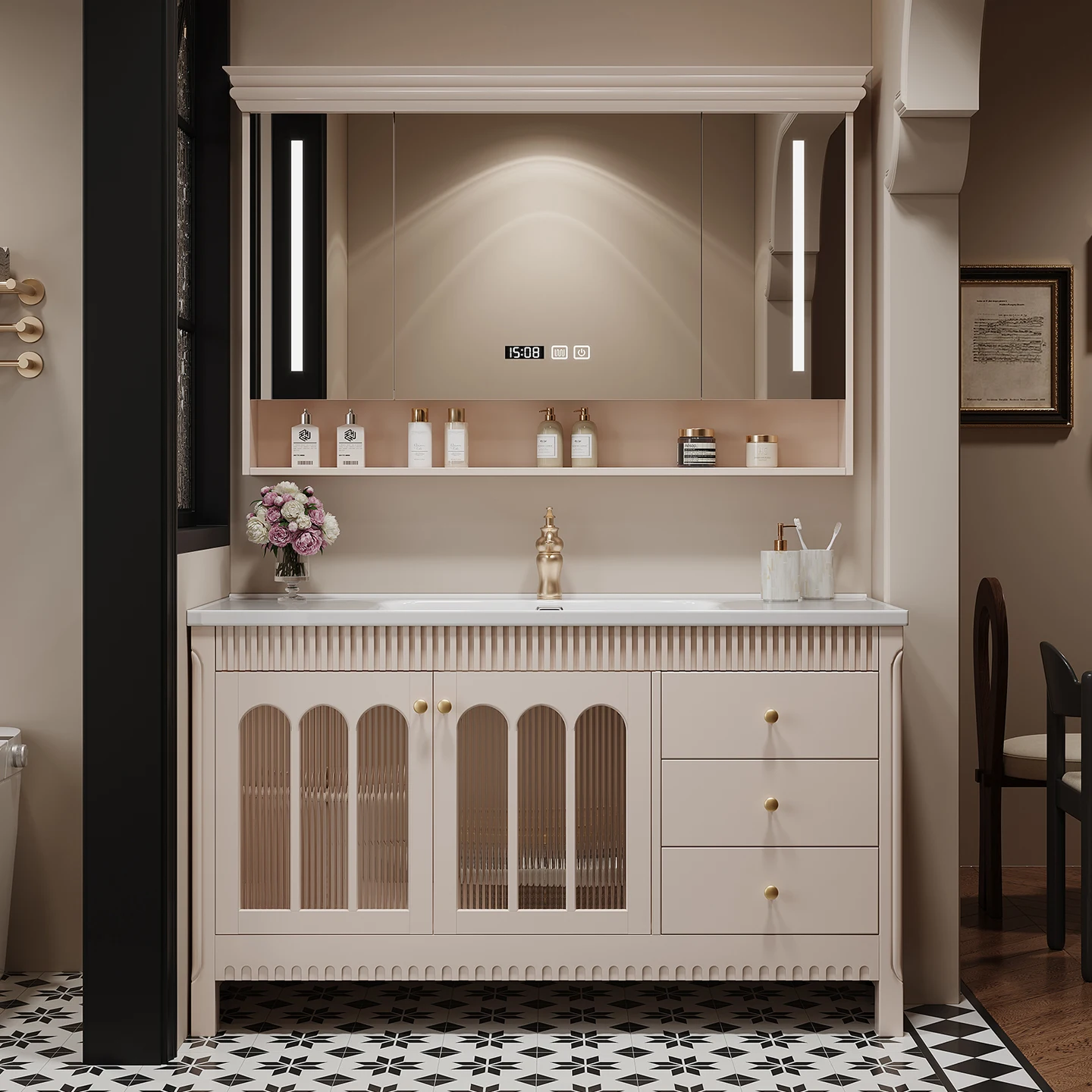 

Luxury Modern Cupboard Organizer Toilet Desgin Space Saver Quality Cupboard Perfume Mirror Storage Vestidores Trendy Furniture