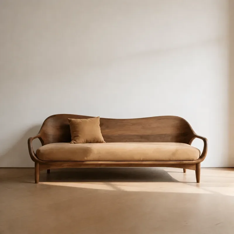 New Chinese Style North American Black Walnut Straight Row Sofa Concubine Chair Song Aesthetic Retro Customizable Couch