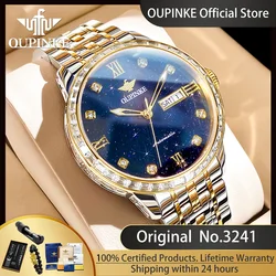 OUPINKE 3241 Man Watch High-ended Luxury Original Automatic Mechanical Wrist Watches for Men Starry Sky Dial Elegant Mens Watch