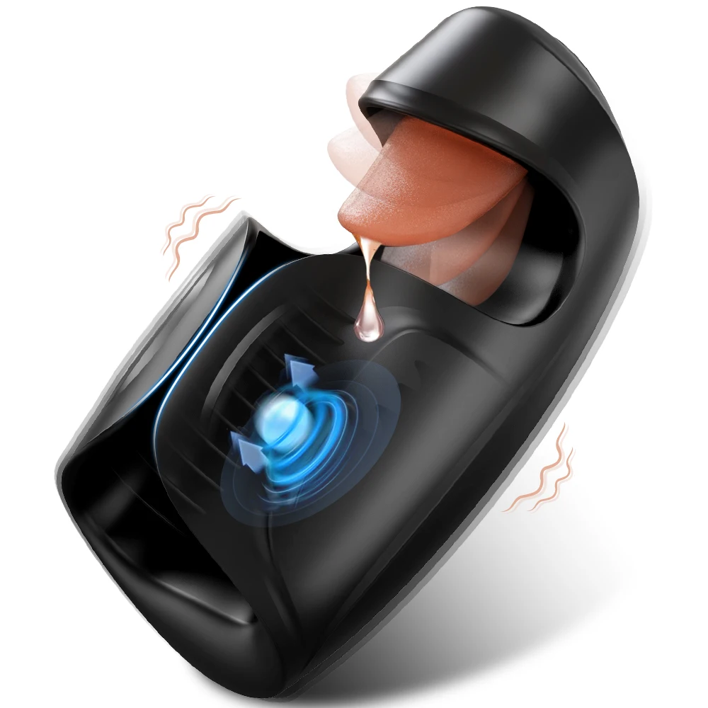 Men Penis Delay Trainer Male Masturbator Tongue Licking Glans Stimulater Delay Exerciser Vibrator Sex Toy for Men Adult Goods