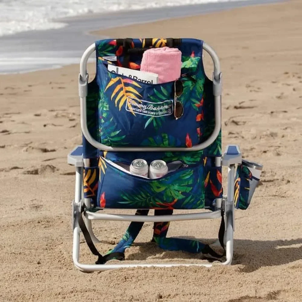 

#For Backpack Beach Chair 2 Pack (Tropical Foliage), Dark Blue&