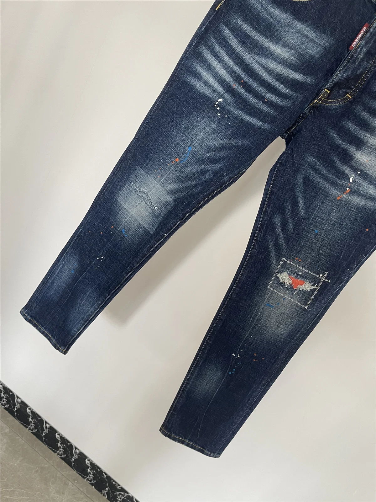 2024 outono e inverno jeans masculinos moda magro corte tridimensional costura micro elástico ponto botão