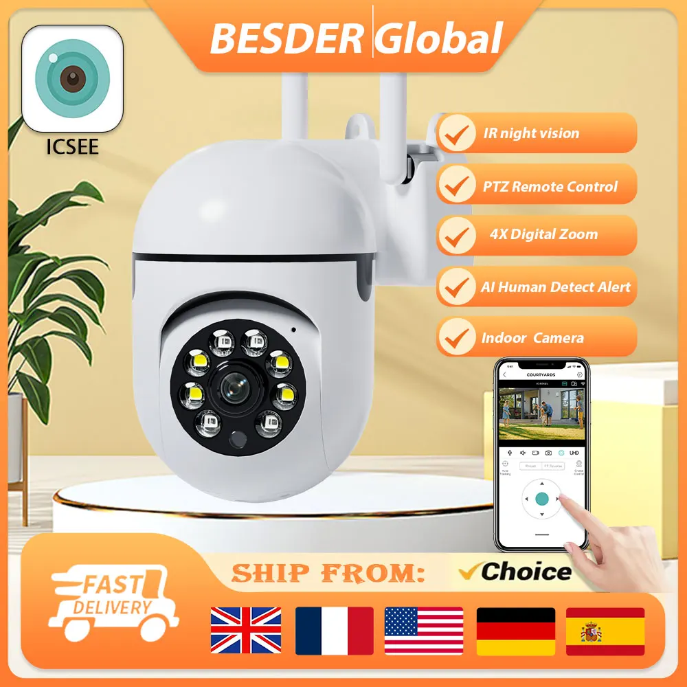 4MP 2K Mini Wifi Camera 4X Digital Zoom Surveillance Camera Indoor Night Vision IP Camera For Home Security Protection ICsee