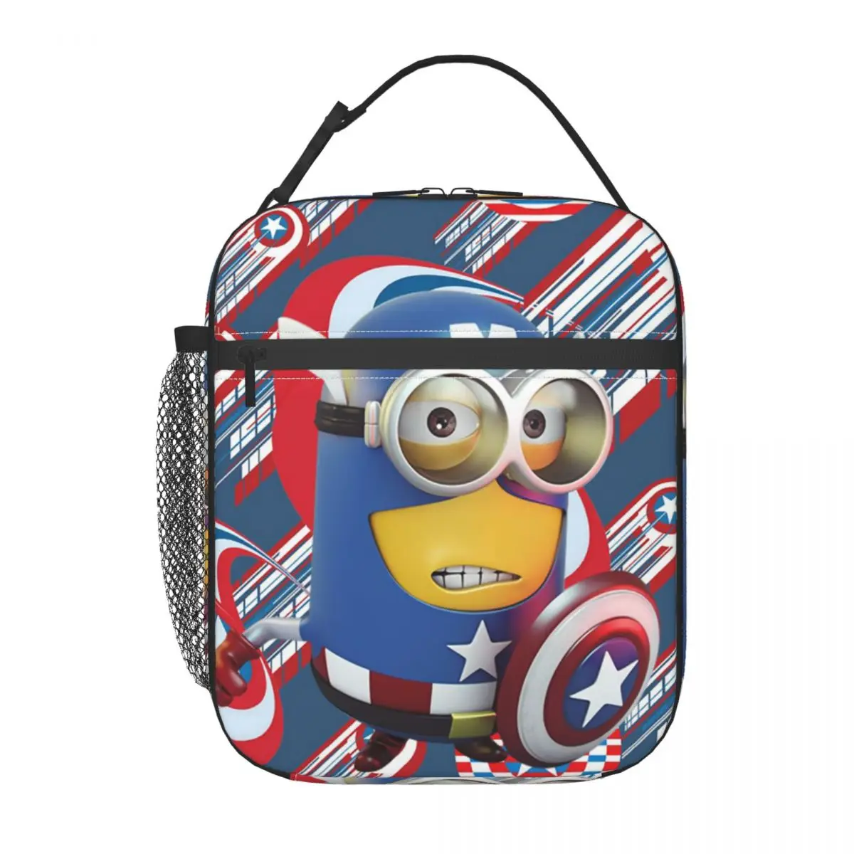 

Custom M-Miniones Cartoon Captain Shield Lunch Bag for Women Thermal Cooler Insulated Bento Box Office Picnic Travel Tote Bags
